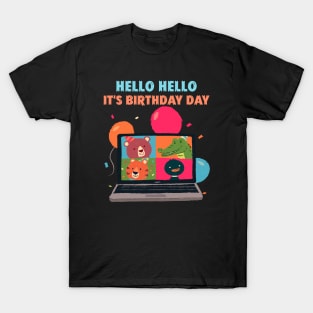 Hello Hello It's My Birthday Day Croc Duck Bear Tiger virtual T-Shirt